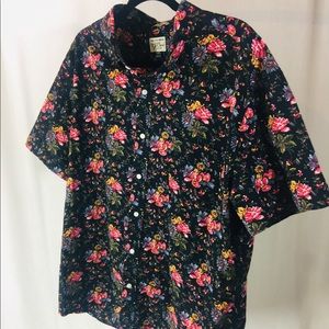 J Crew men’s button down black floral slim XXL